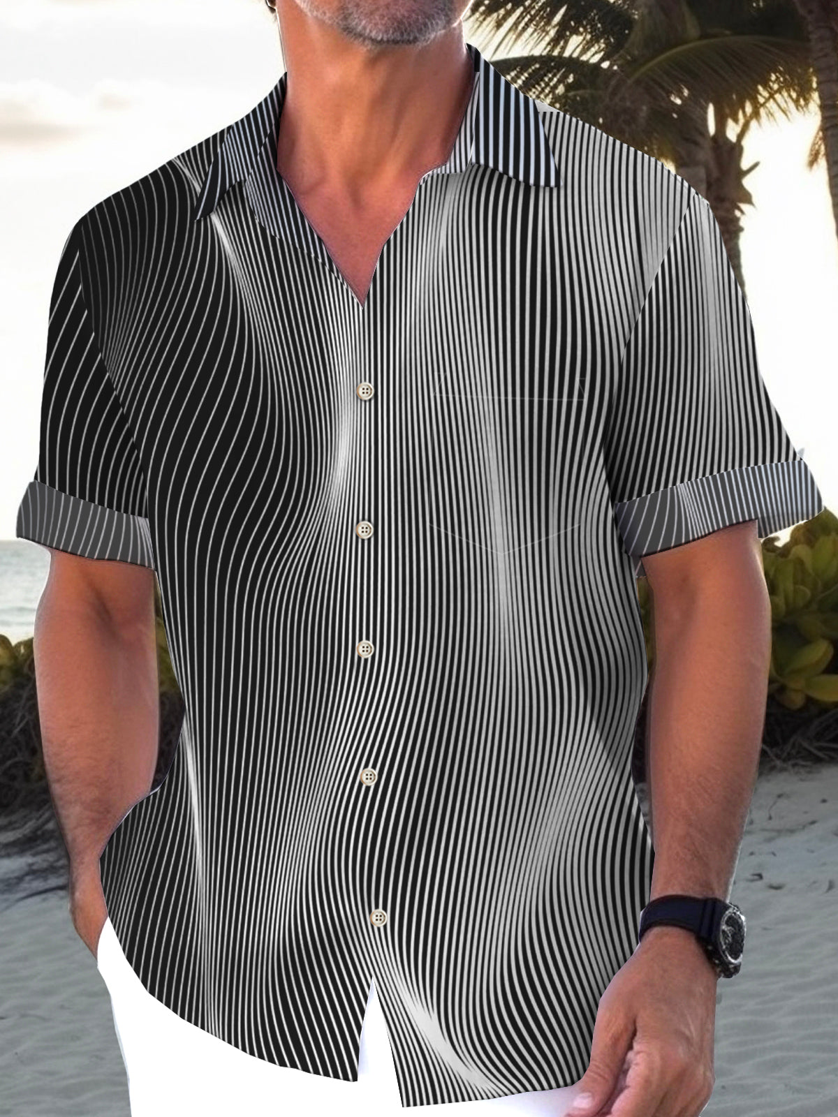 Art Hawaiian Casual Retro Short Sleeve Men's Shirts With Pocket – Bravoguys